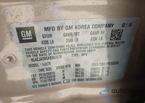 2019 Buick Encore Fwd Preferred z USA, uszkodzony, nr VIN KL4CJASB5KB862579